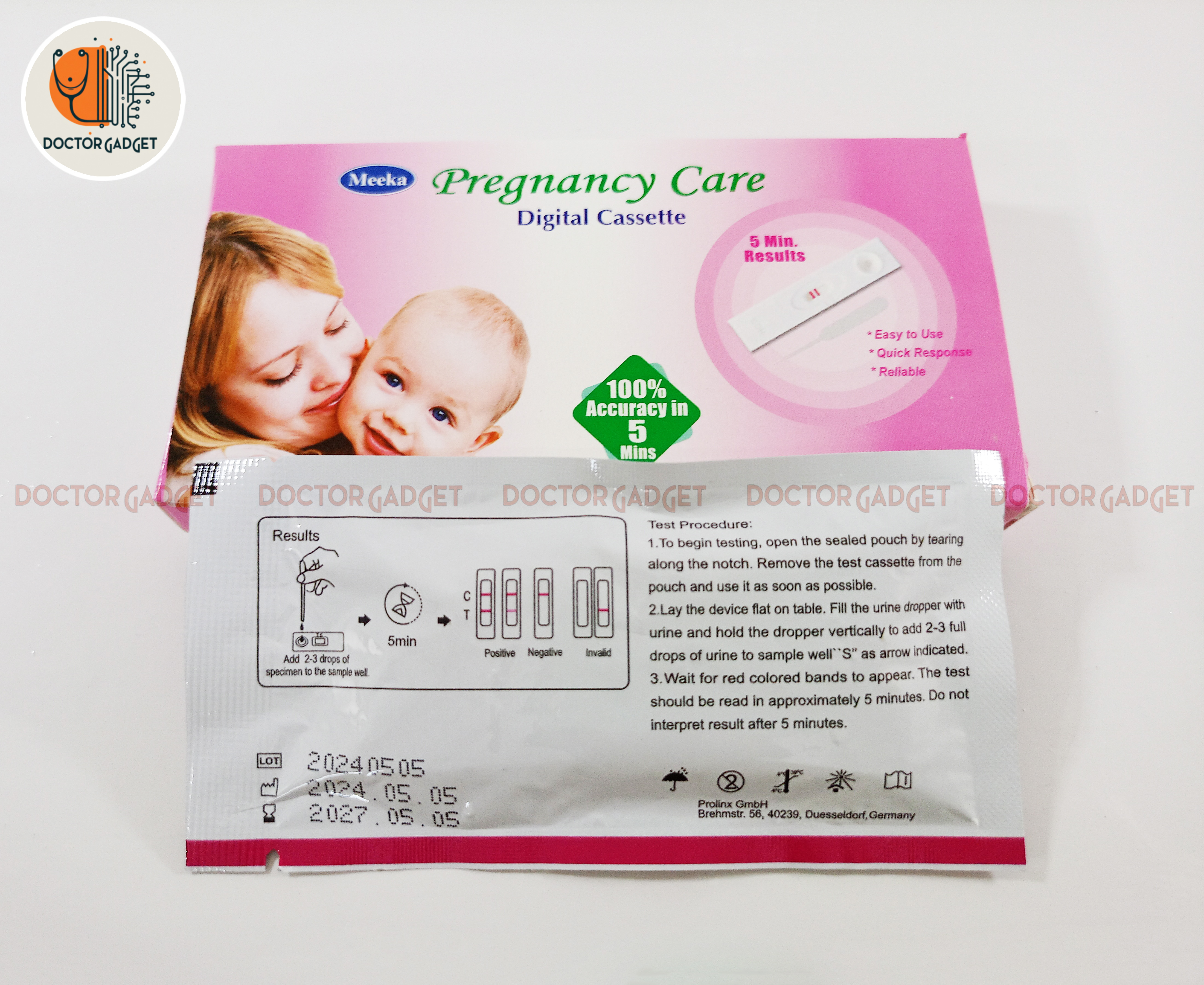 Meeka Digital Cassette Pregnancy Test Kit 100% Accurate Result with Dropper. 
