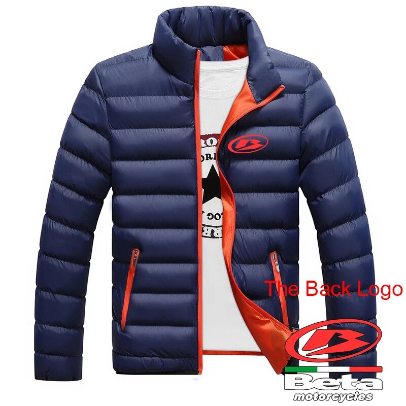 2023 Winter Mens Beta Racing Motocross Motorcycle Logo Print Thicken Casual Zipper Solid Color Popular Lightweight Padded Jacket. 