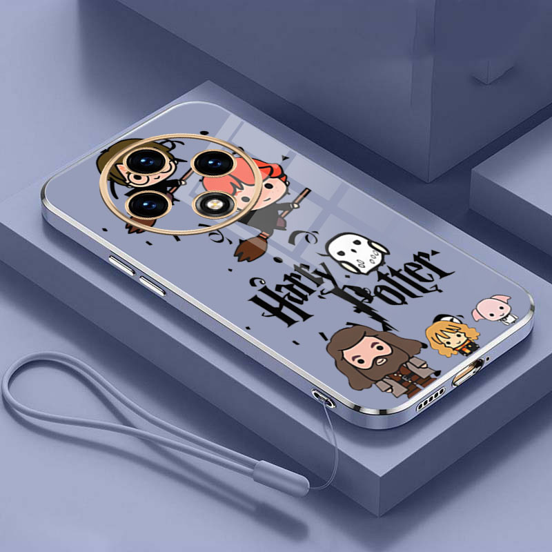 OPPO Reno 12F 5G Reno12F Fashion Harry Potter Wand Phone Case Square Edge Pattern Casing Plated Phone Shell. 