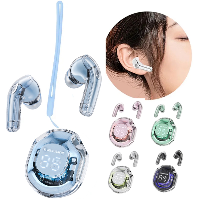 SPRISE T8 Premium Wireless Bluetooth Earphone Colorful With Lanyard/Case/LED HiFi Noise Cancelling TWS Earphon Transparent Earbuds Headset Earfon Touch Control. 