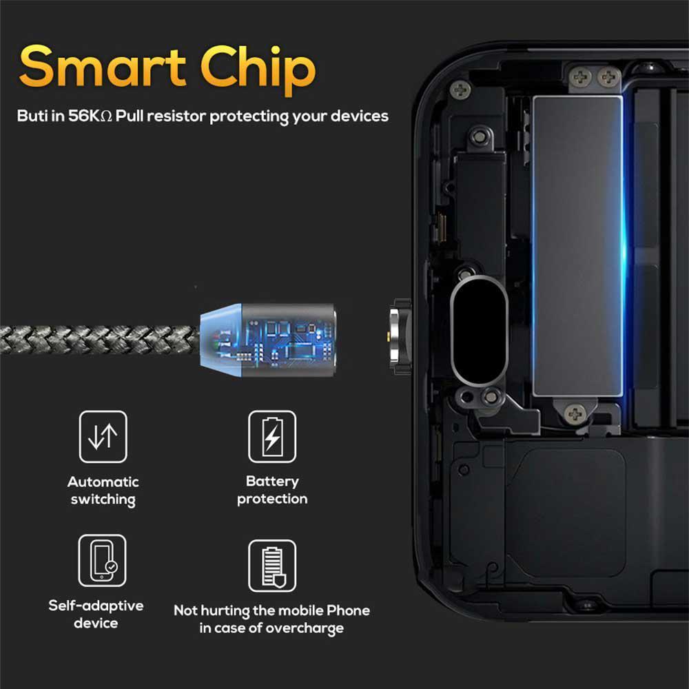 Double Round Head Magnetic Data Cable 3 in 1 Charding Cable For Android iPhone. 