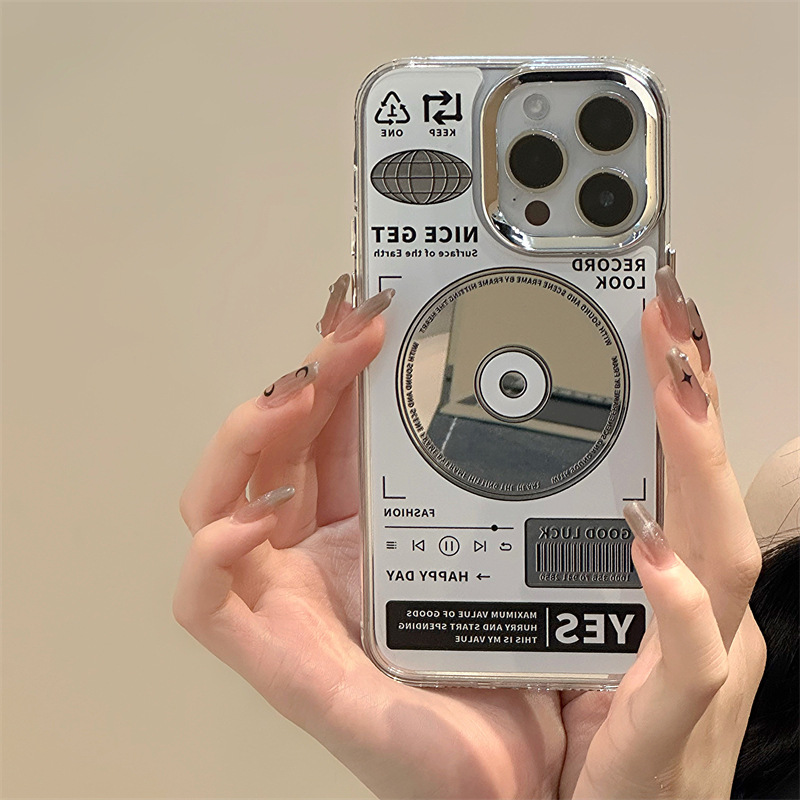 Creative English Quotes Mirror Music Record Disc Clear Phone Case For iPhone 14 13 12 11 15 Pro Max Plus XS Bar Code Back Cover. 