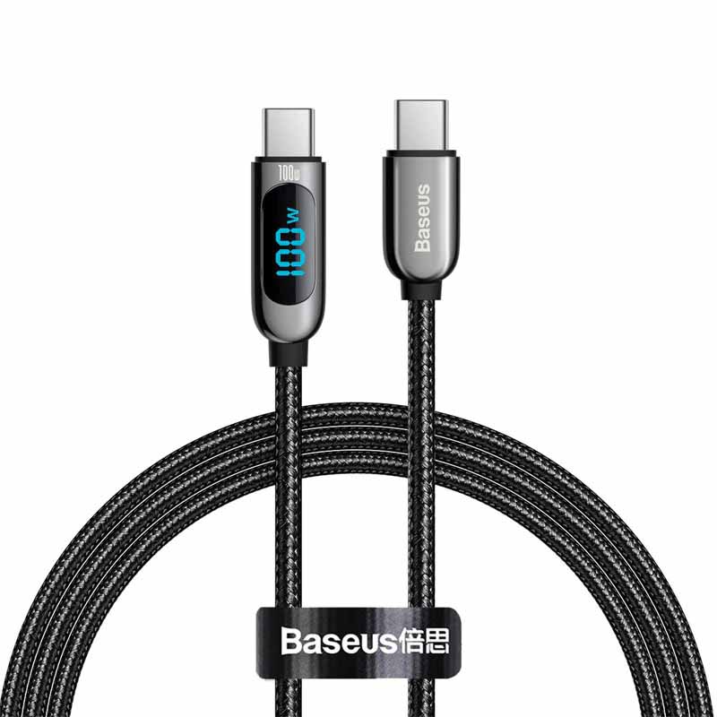 Baseus Display USB C To USB C PD 100W Fast Charging Data Cable Type-C To Type-C Charging Cable Smart Monitoring Chip Applicable For Laptops Tablets and Phones. 