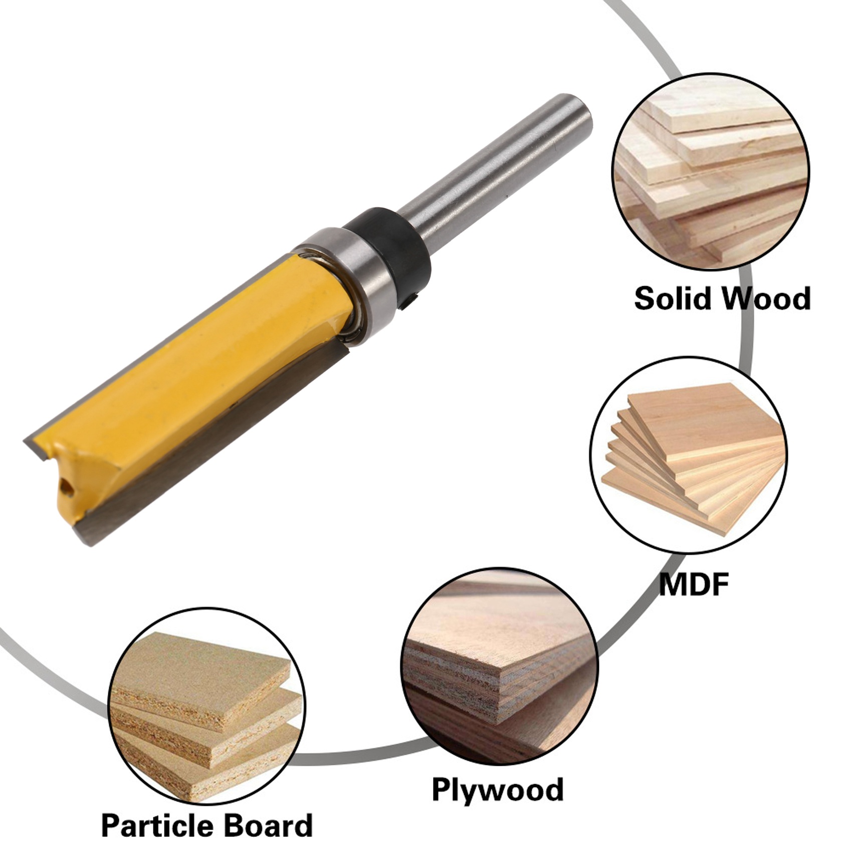 4Pcs Flush Trim Router Bits Top Bearing Router Bit 1/4 inch Shank. 