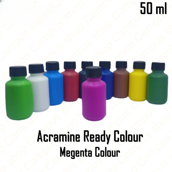 Acramine Ready Colour For Febric Paint(White, Black, Cobalt Blue, Ultramarrine, Ligtht Green, Deep Green, Brunt Umber, Megenta, Red and Yellow). 