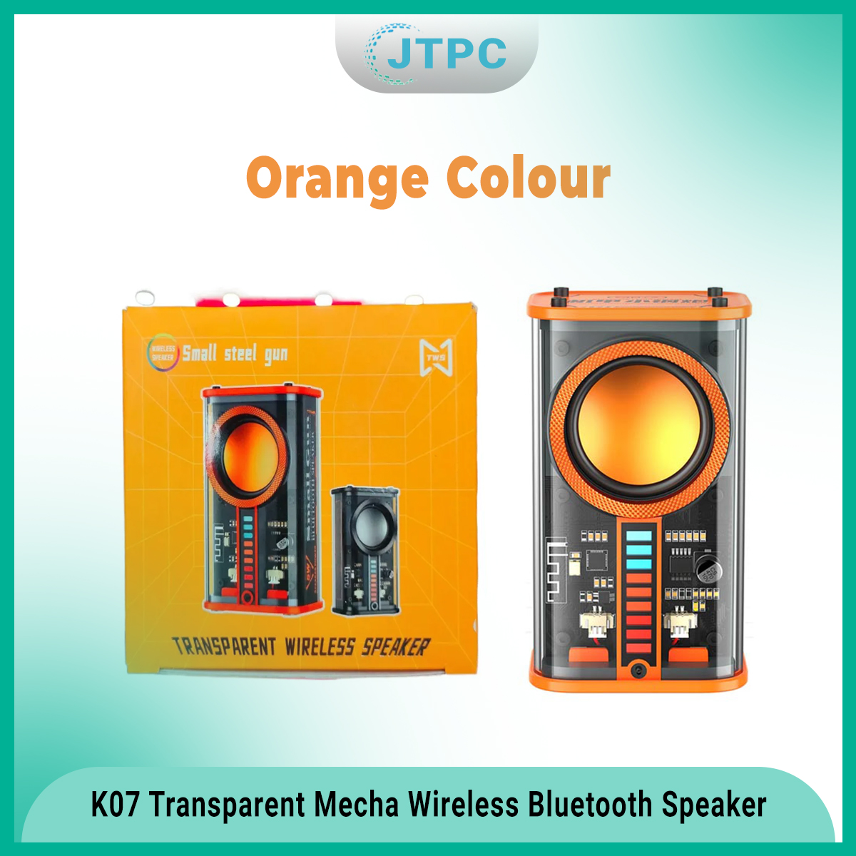 K07 Transparent Mecha Wireless Smart Bluetooth Speaker Sound Light Rhythm Subwoofer TWS Stereo Cyberpunk Music Center Hands-Free Call. 
