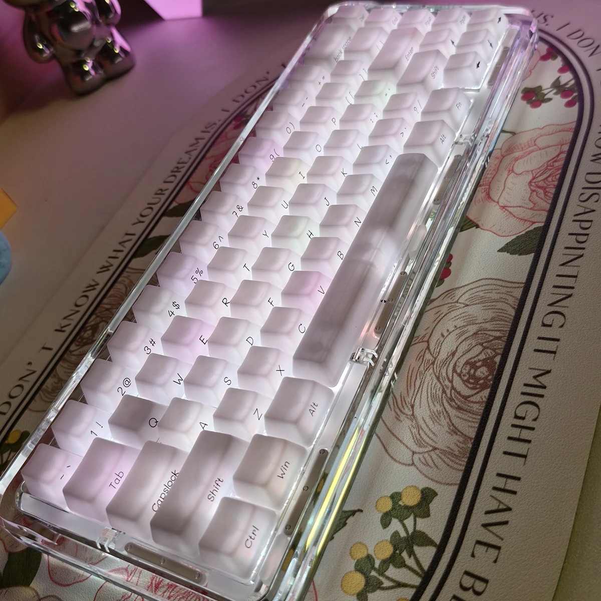 idobao ABS Keycap Set 130Keys White Marble Keycaps Ice Translucent Keycap Side Print Keycap for Mechanical Keyboard OEM Keycap. 