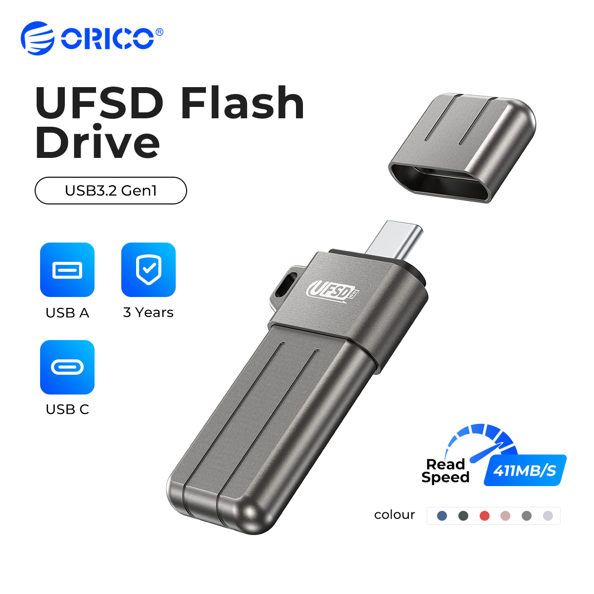ORICO UFSD All Metal 512GB USB Flash Drive 411MB/S Pen Drives 256GB 128GB 64GB USB Stick Type C Pendrives Memory Stick U Disk