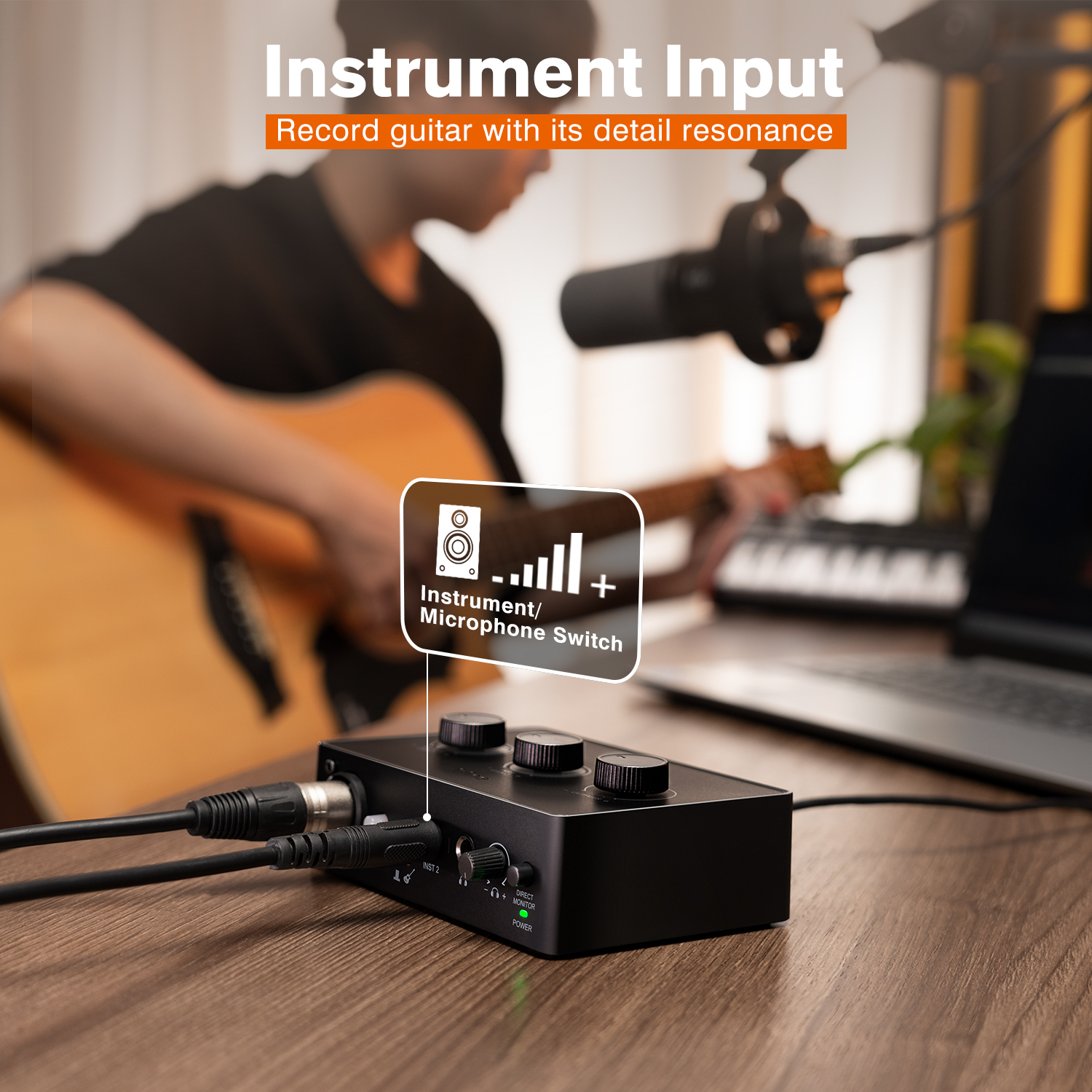 FIFINE Sound Mixer for Condenser Microphone with Gain Knob,Audio interface with 48V Phantom Power for XLR Mic Podcast-Ampli1. 