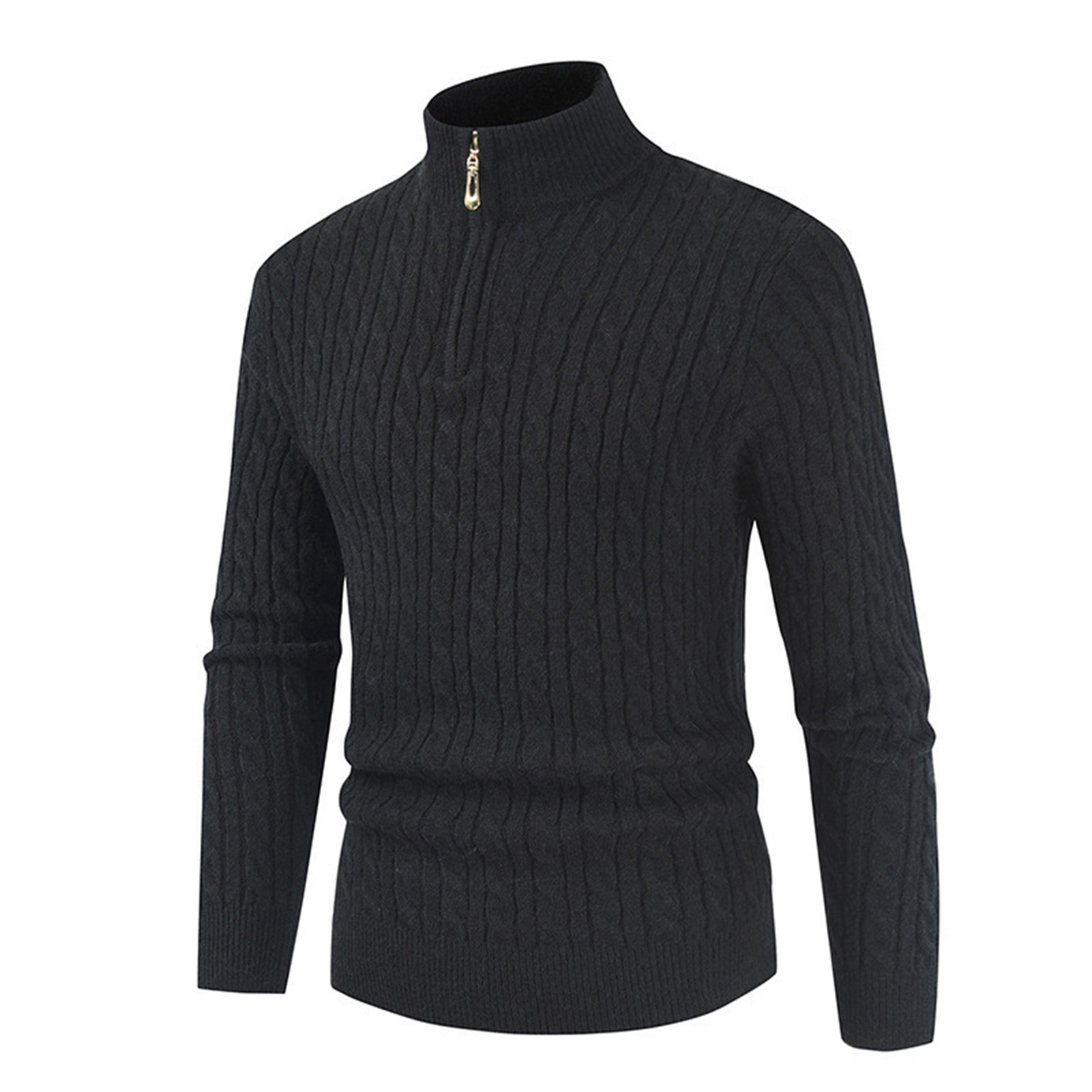 Knitted Sweater Solid Color Slim Fit Turtleneck Men Knitwear