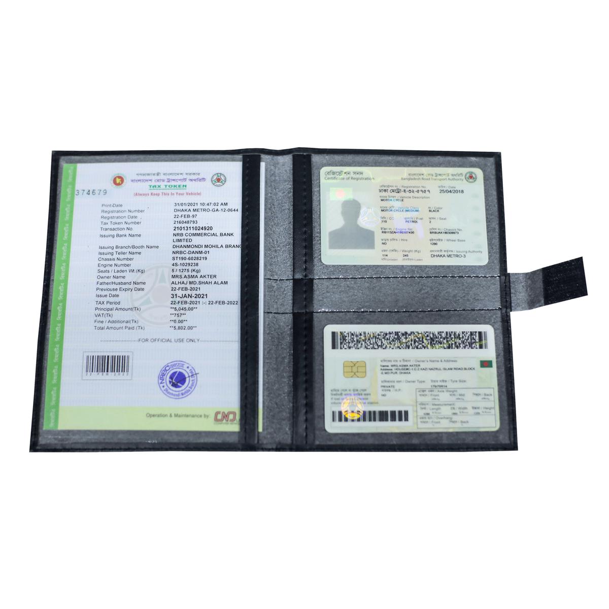 Use License Pouch Bag! PU Leather Documents Holder for Car & Bike