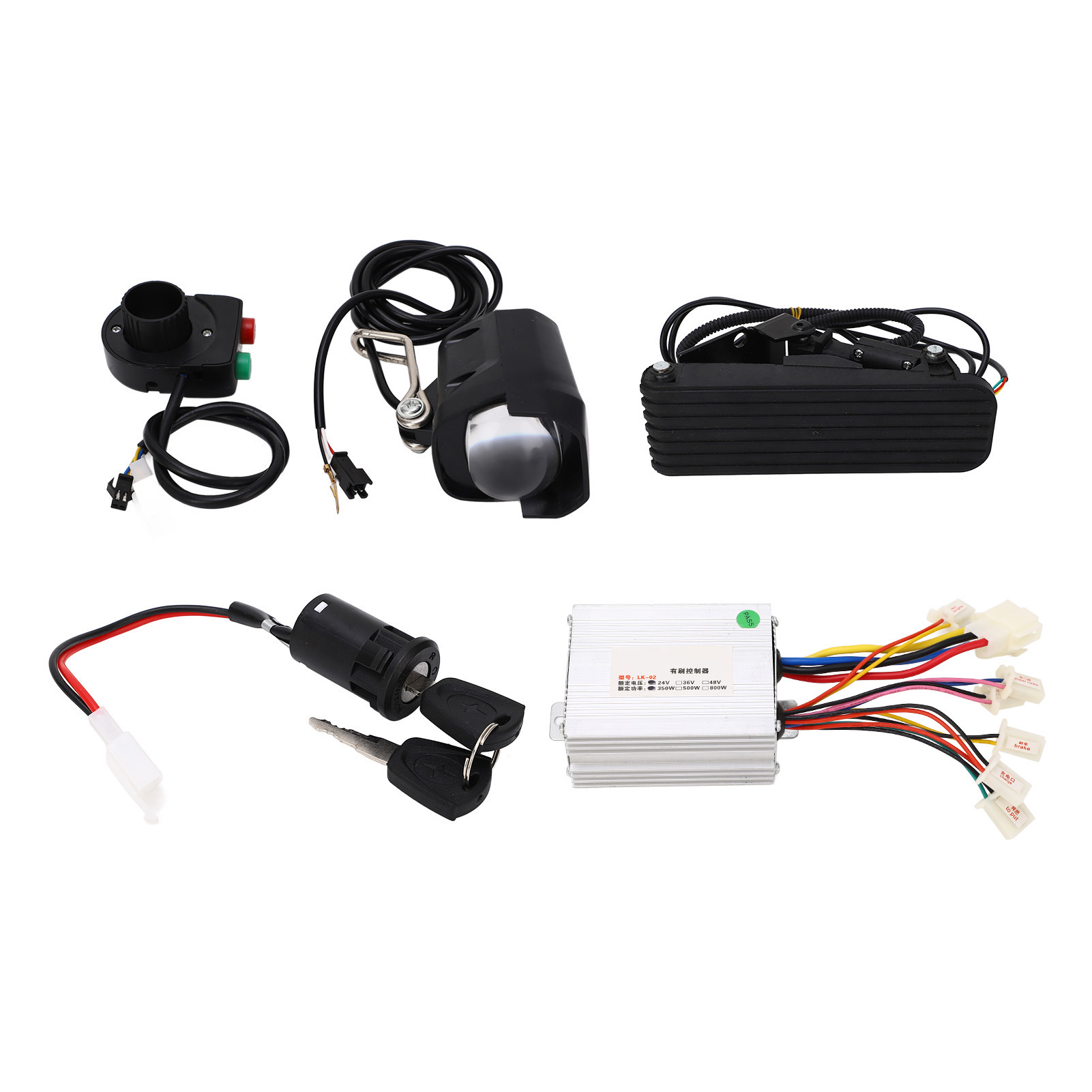 Electric Tricycles Brushed Controller, Stall Protection Electric Lock Switch Electric Bike Foot Accelerator Controller Set for Modification. 
