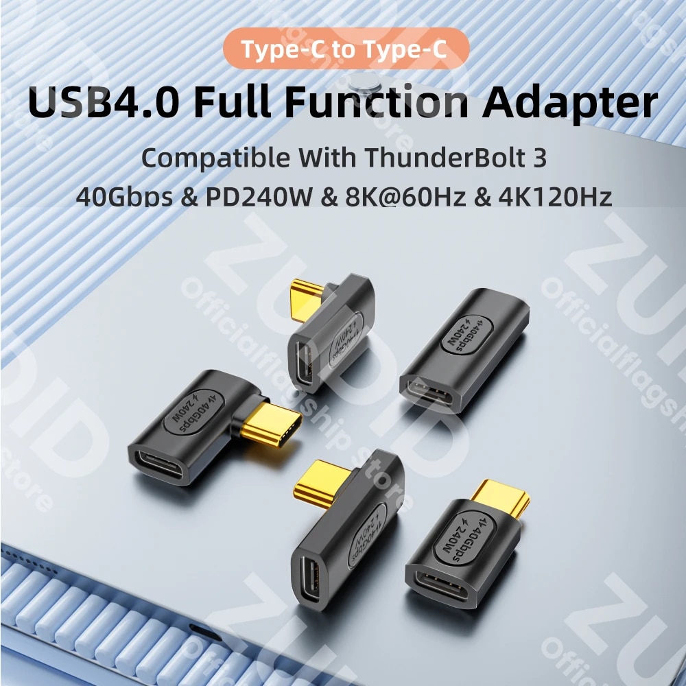 USB4.0 40Gbps PD240W USB C to Type C Adapter Thunderbolt3 8K@60Hz 48V@5A Fast Charging Converter OTG Data Adapter For Macbook. 