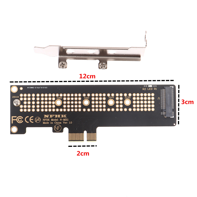 NVMe PCIe M.2 NGFF SSD to PCIe X1 4.0 adapter card with bracket. 