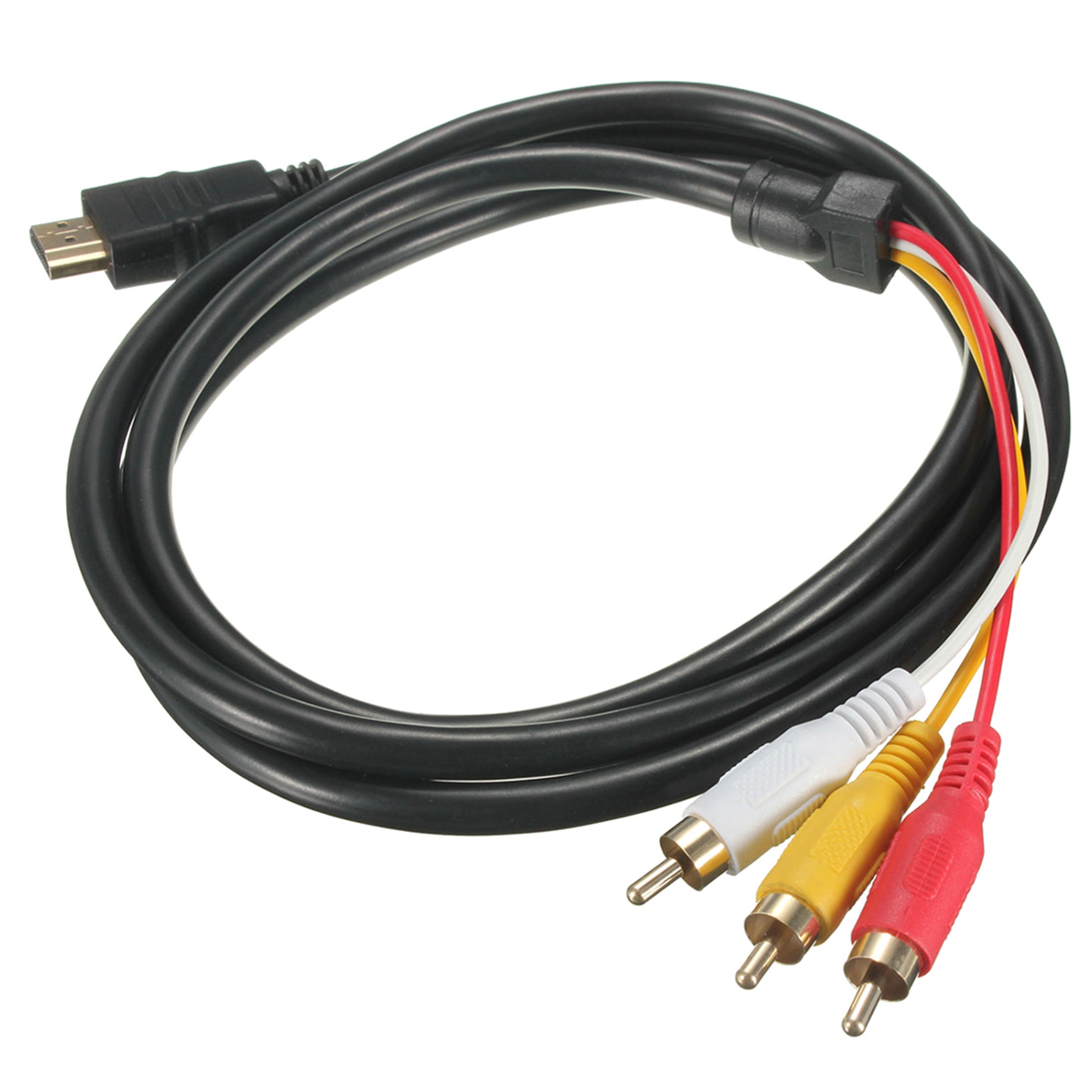 1.5 m Cable-2x HDMI Male to 3 RCA Audio Video AV Cable-Black