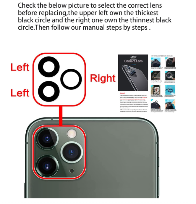 Camera Lens Glass Replacement for iPhone 11 Pro Max and 11 Pro, GVKVGIH Back Camera Glass Lens Replacement with Pre-Installed Adhesive,Repair Tool Kit and Installation Manual. 