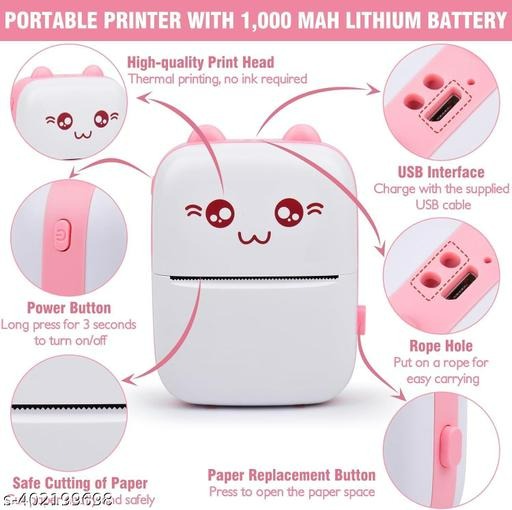 Portable Mini Printer Compatible with iOS & Android Wireless Bluetooth Thermal Printing Great for Printing Text Messages, Labels, Photos, Notes, and Creating Posters Mini Pocket Printer Ideal for Students, Teachers, and Creatives. 