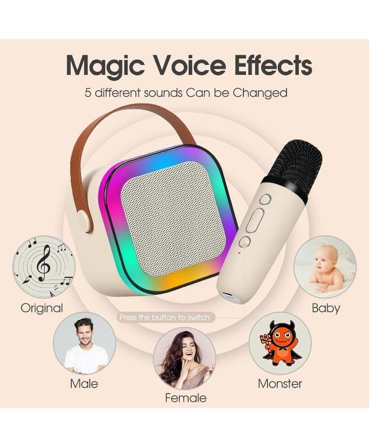 K12 Speaker Bluetooth Wireless Karaoke Mic Multi-Compatibility Modes, Rgb Lights. 