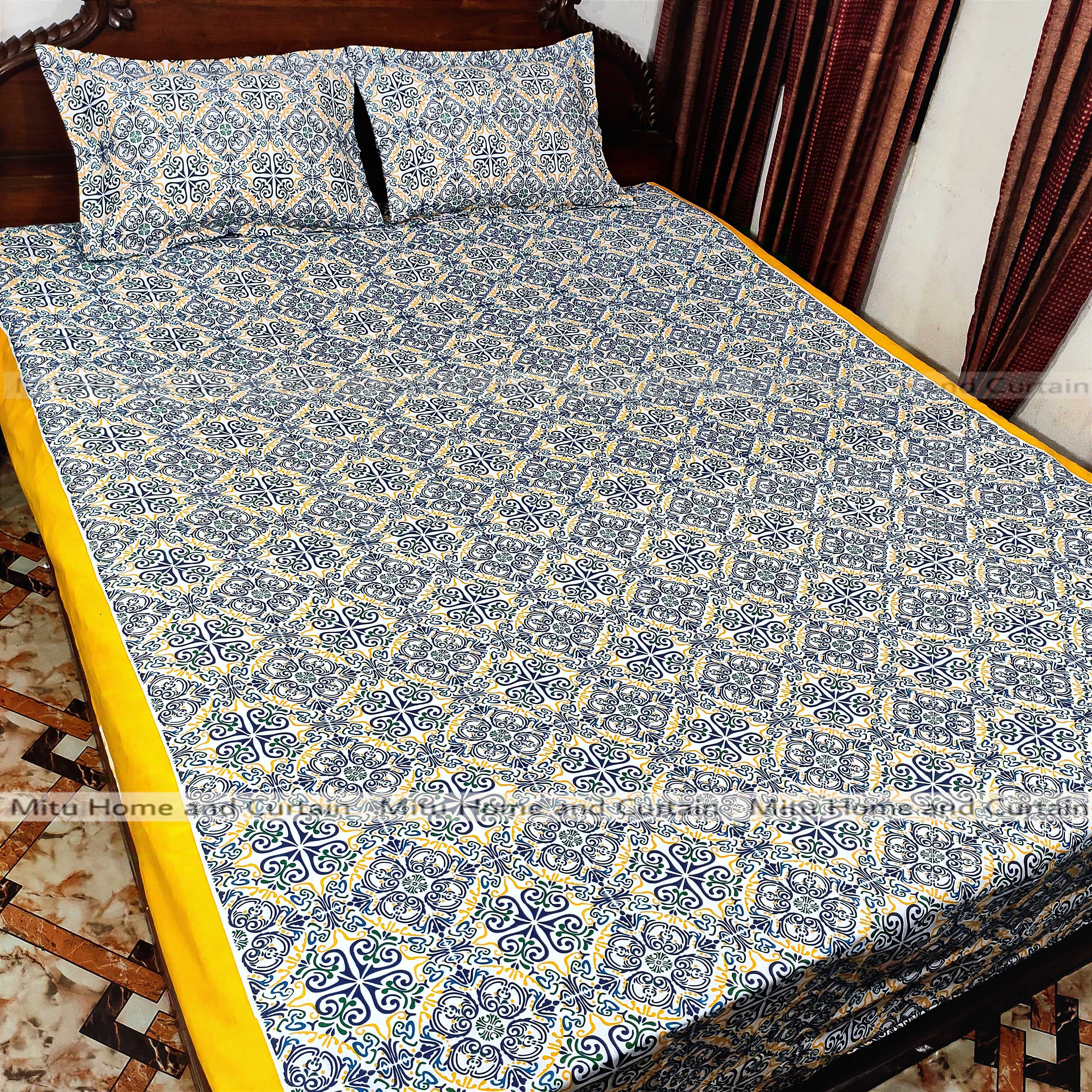 King Size Bedsheet Set with Two Pillow Covers. 