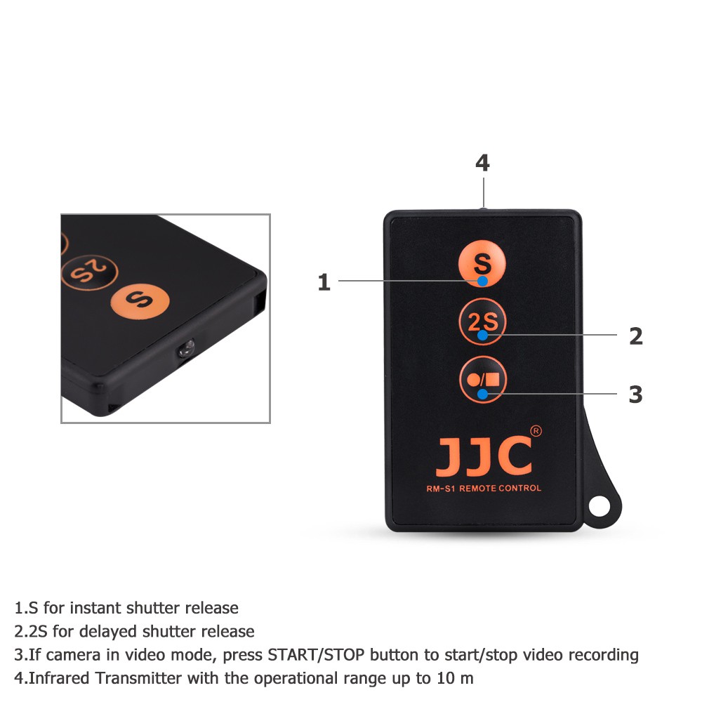 JJC RMT-DSLR2 Wireless Remote Control with Extra Video Button for Sony A1 A7II III A7R III IV A7S III A6600 A6400 A6000 & More. 