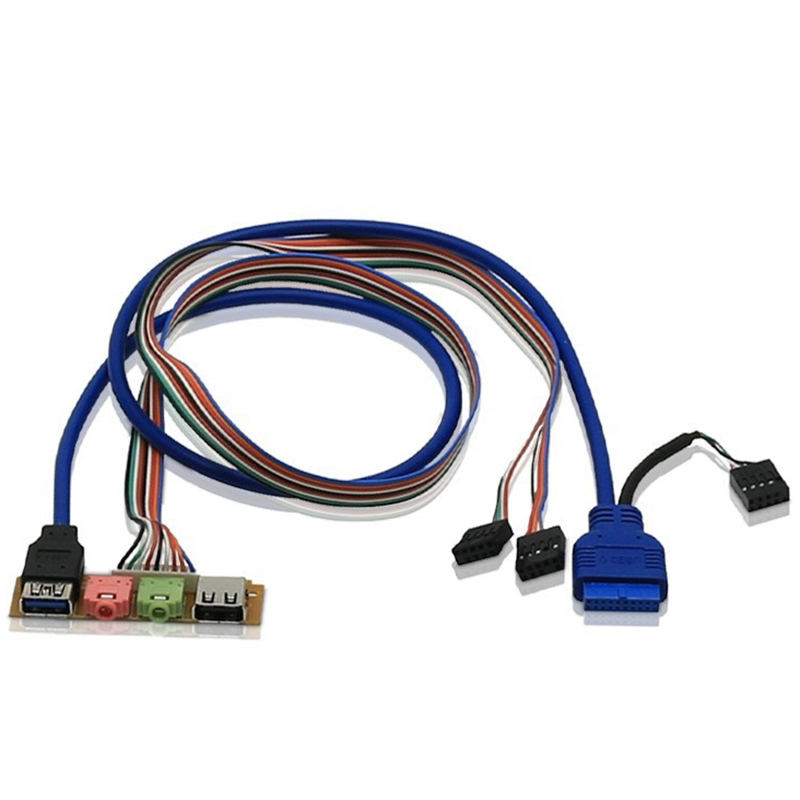 USB 2.0+ 3.0 Port Chassis PC Computer Case Audio Front Panel Replace Cable 70cm - blue. 