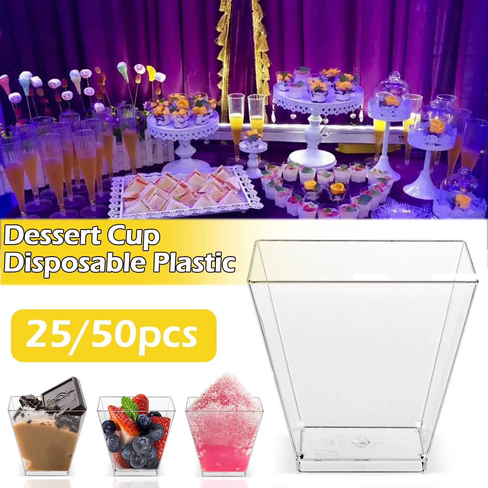 Transparent Dessert Cup Disposable Dessert Cup Yogurt Cups Pudding Cups Plastic Food Container Chocolate Jelly Mousse Fruit Snacks Cups Mini Dessert Cups Party Wedding Tableware