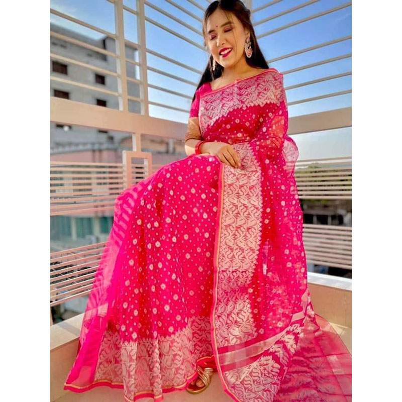 Luxurious Collection Gracious Juri Jamdani Saree Red colour Saree Same as picture Saari for woman Sari collection Saree for woman Tangail saree Shari for woman Saari for girl Saari for woman,Tangail Tat Shilpo (TAN)
