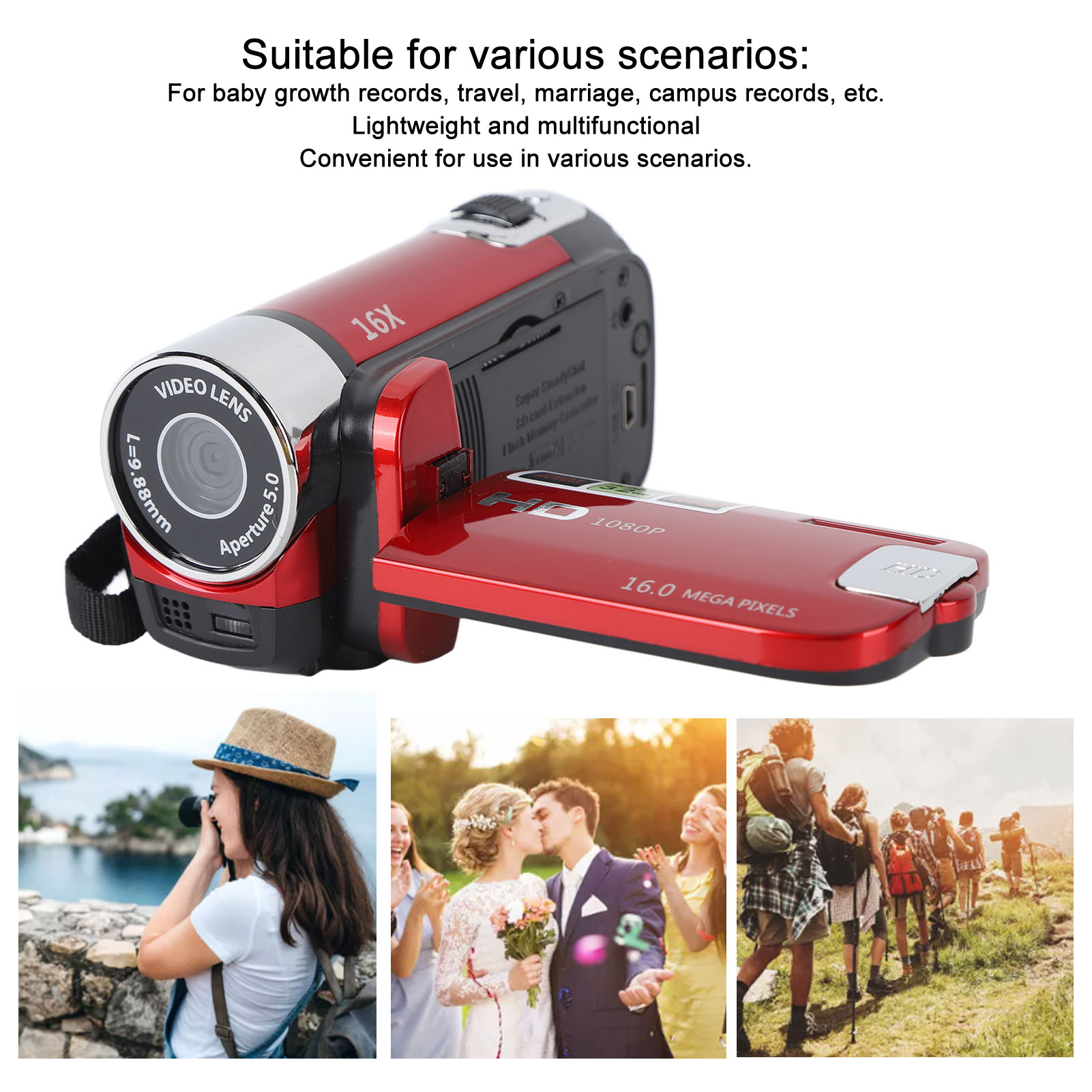 2.7in Camera 4K 48MP DV Camera 2.7in TFT Rotatable Screen 16x Digital Zoom Video Camera with USB Cable 4K Camera Vlogging Camera. 