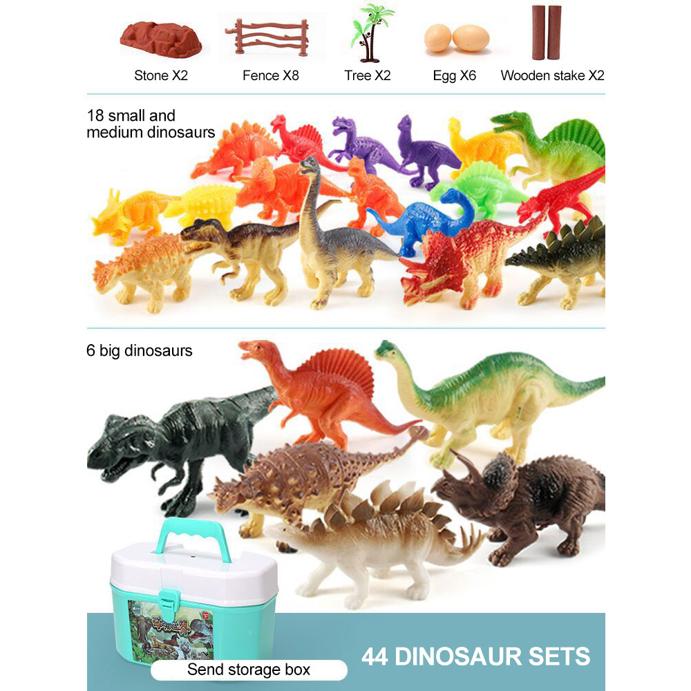 Safe and Harmless Dinosaur Model Large Plastic Dinosaur Toy Set Children's Toys to Send Storage Box. 