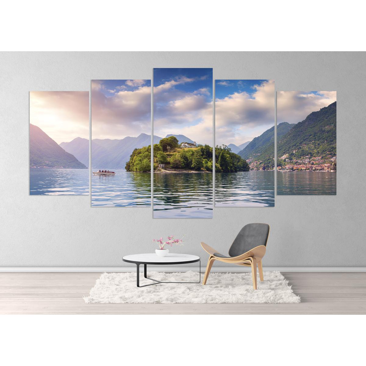 CNVS-528  60″ inch x 36″ inch  Foggy Spring Morning On The Island Comacina On Lake