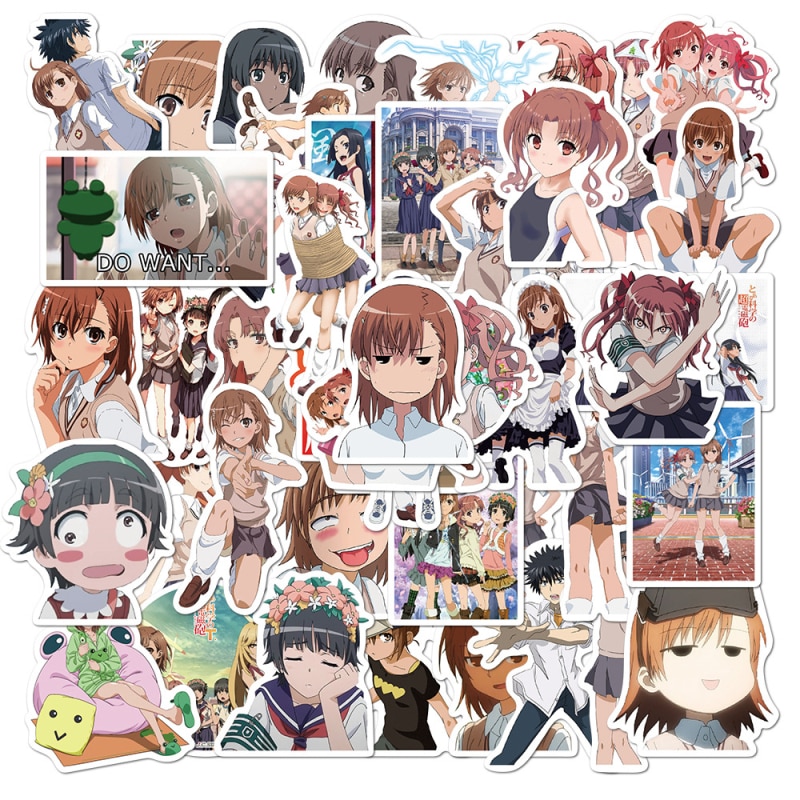 【happy one】Toaru no Railgun Anime Sticker Cute Girl Decals for Kid Phone Pack Skateboard Luggage Waterproof Stickers. 
