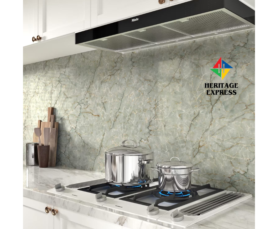 48" x 24" Green Marble Contact Paper for Countertops Waterproof Marble Wallpaper Peel and Stick Countertops Self Adhesve Contact Paper for Cabinets Removable Counter Top Stick Paper Roll ( 8 square Feet ). 