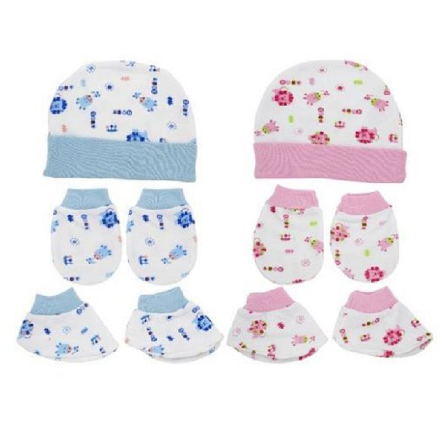 Newborn Baby Cotton Mitten Set – Soft Anti-Scratch Gloves for 0–3 Months (5pcs Pack)
