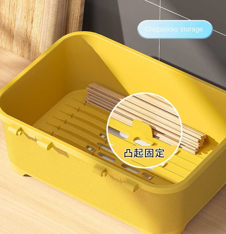 Dish Drainer Rack Dust-proof Plate Drying Rack with Lid drain rack Tableware Storage Box for Chopsticks Kitchen Organizer. 