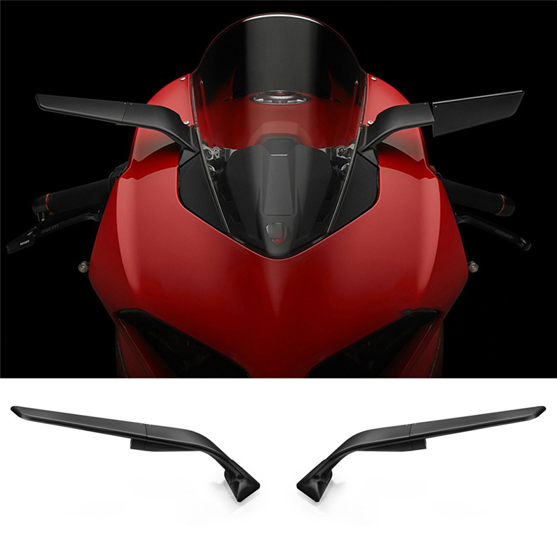 Motorcycle Side Rear View Mirrors for Ducati Panigale V2 955 V4 1100 2020-2022 (Black). 