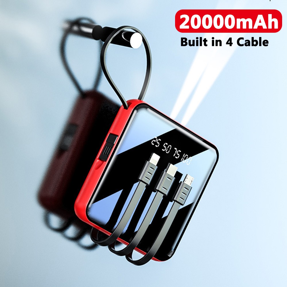 20000 MAH Powerbank with LED Display and All in One Cable set. 