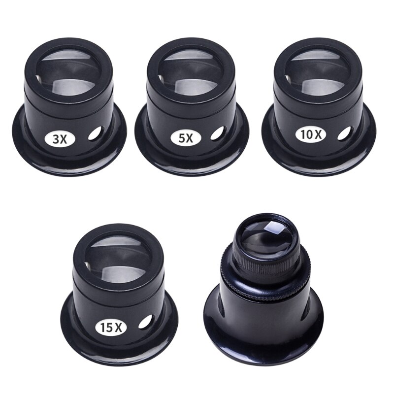 3X 5X 10X15X 20X Jewelers Eye Loupe Loop Magnifier Monocular Magnifying Glass for Watchmakers. 