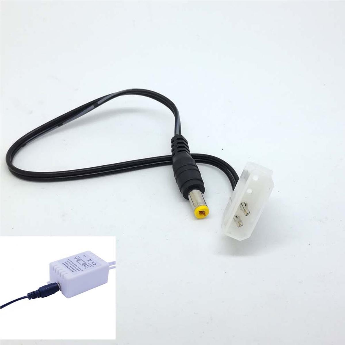 new PC 4PIN Molex 5.5mm x 2.1mm DC Power cable cord adapter 12V/2A for RGB control box LED