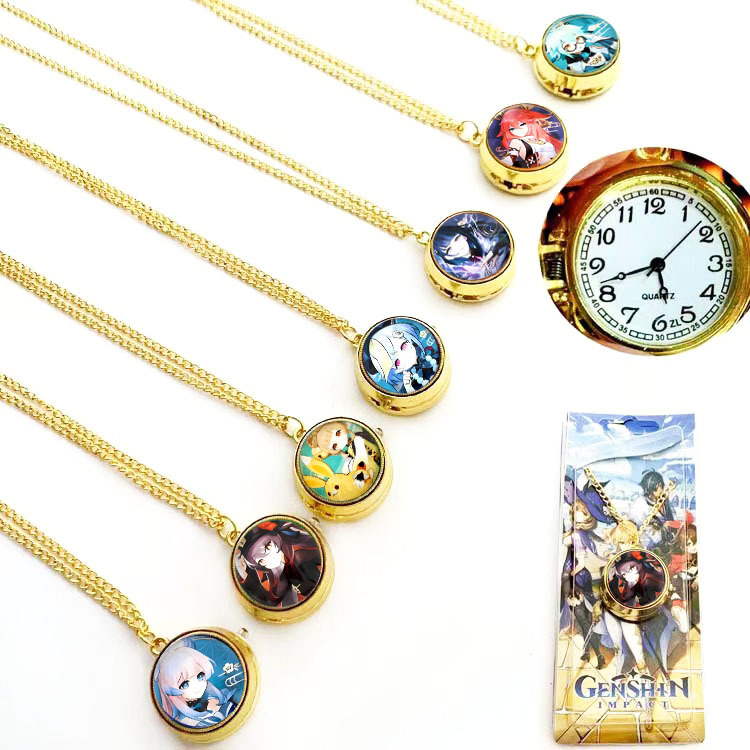 The new Genshin Impact Necklace Watch, multiple styles, character Gyro Rotary Watch, Flip Pocket Watch Chain