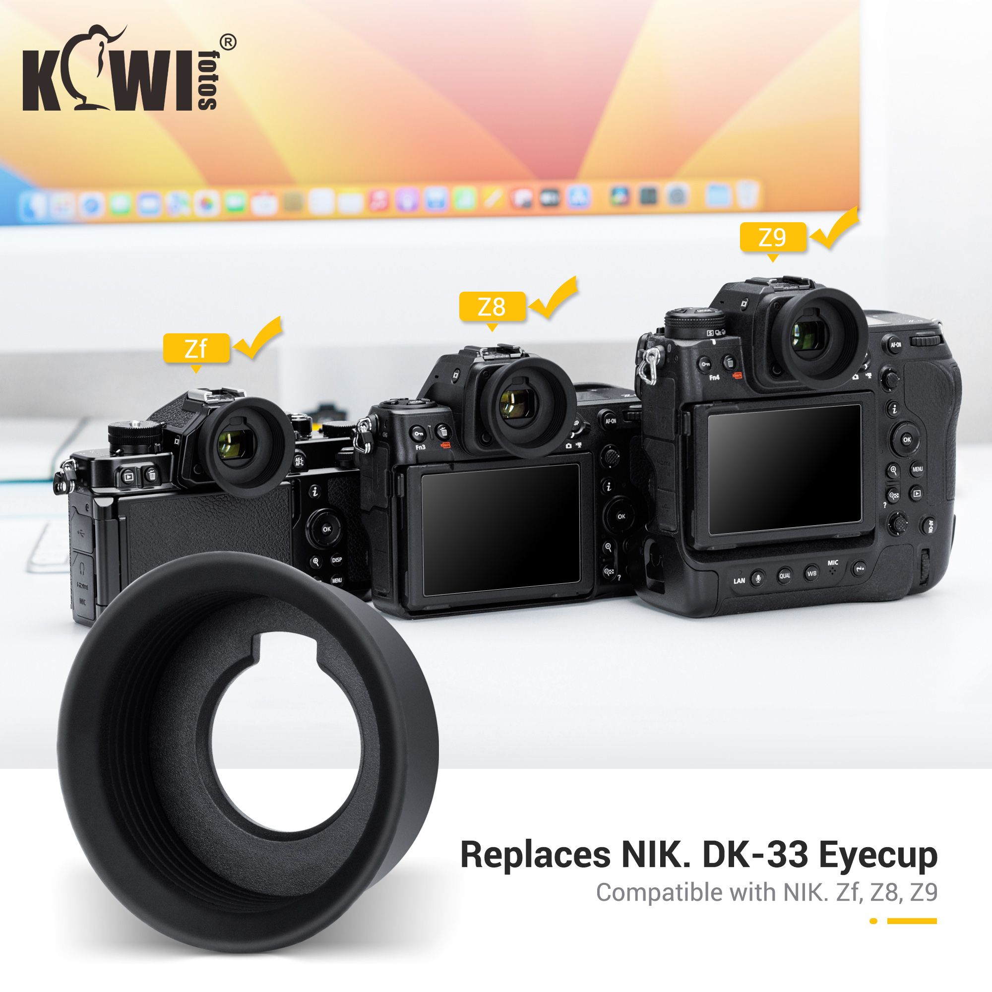 Soft Silicon Camera Eyecup for Nikon Z9 / Z8 / Zf Circle Type Eyecup Camera Extended Eyeshade Protector Replaces NIKON DK-33. 