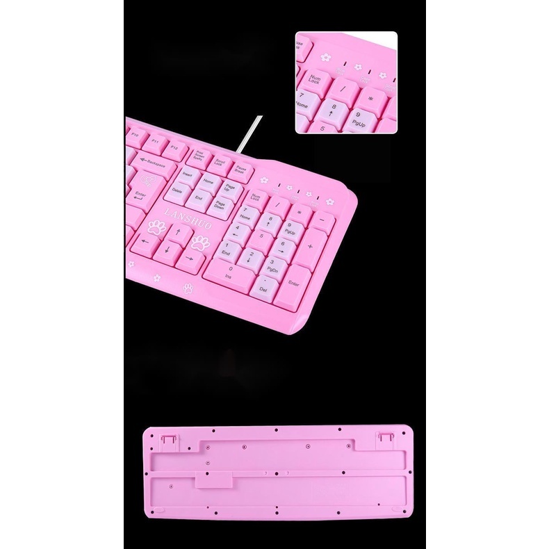 Hello Kitty Cartoon Waterproof Keyboard and Mouse Set Combo Mute Pink Keyboard 104 Keys Computer Gaming Keyboard for PC Laptop Notebook. 