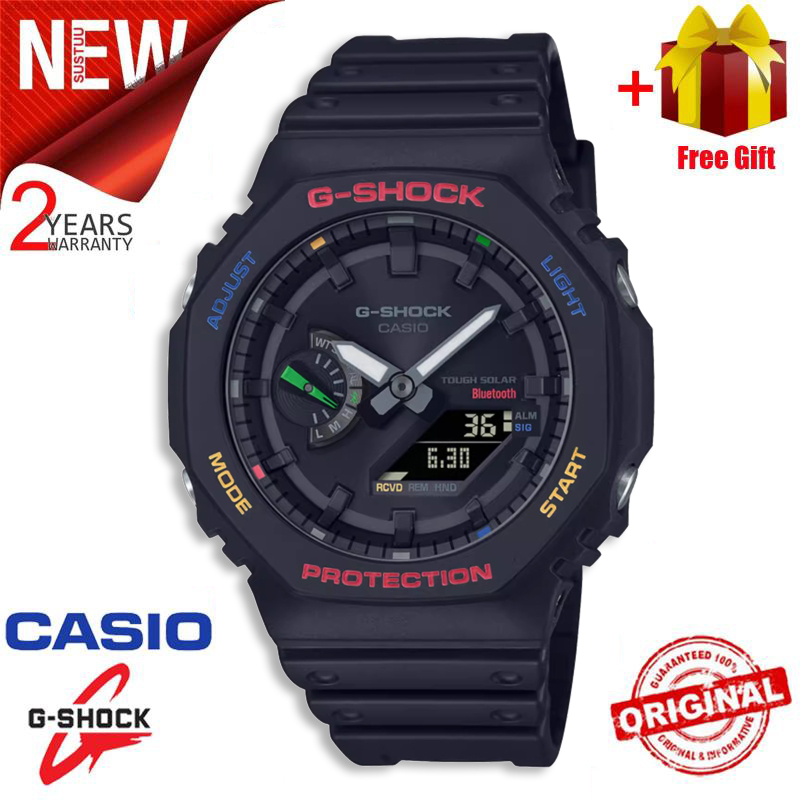 (Ready Stock) G .Shock Men Watch Digital Sport Watch LED Display Water Resistant Shockproof and Waterproof World Time LED Auto Light Sports Wrist Watches GA-B2100FC-1A (copy original 1.1 premium)