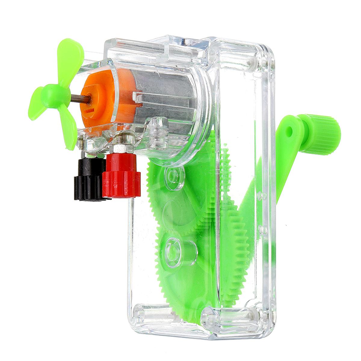 Fascinating Handheld Manual Electricity DC Crank Generator Mini Fan Science Experiment Model Kit