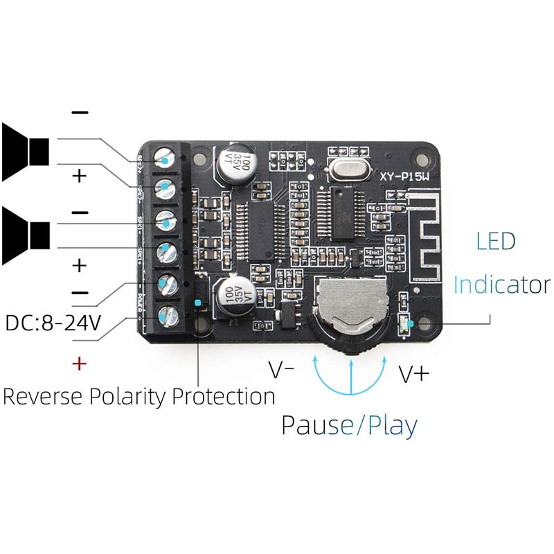 【FUPANG】Stereo Bluetooth 12V High Digital Board XYP15W Without Shell. 