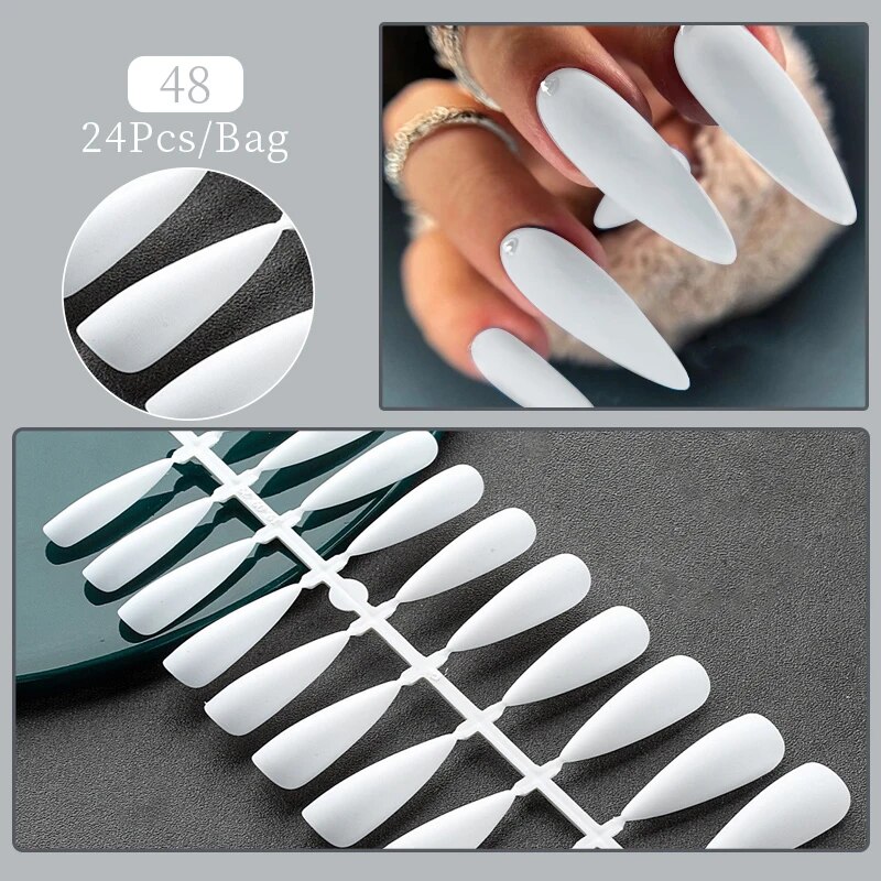 1Bag Matte False Nails Without Glue Press On Nail Tips Frosted Full Cover Artificial Fingernails Ballet Detachable Nail Art. 