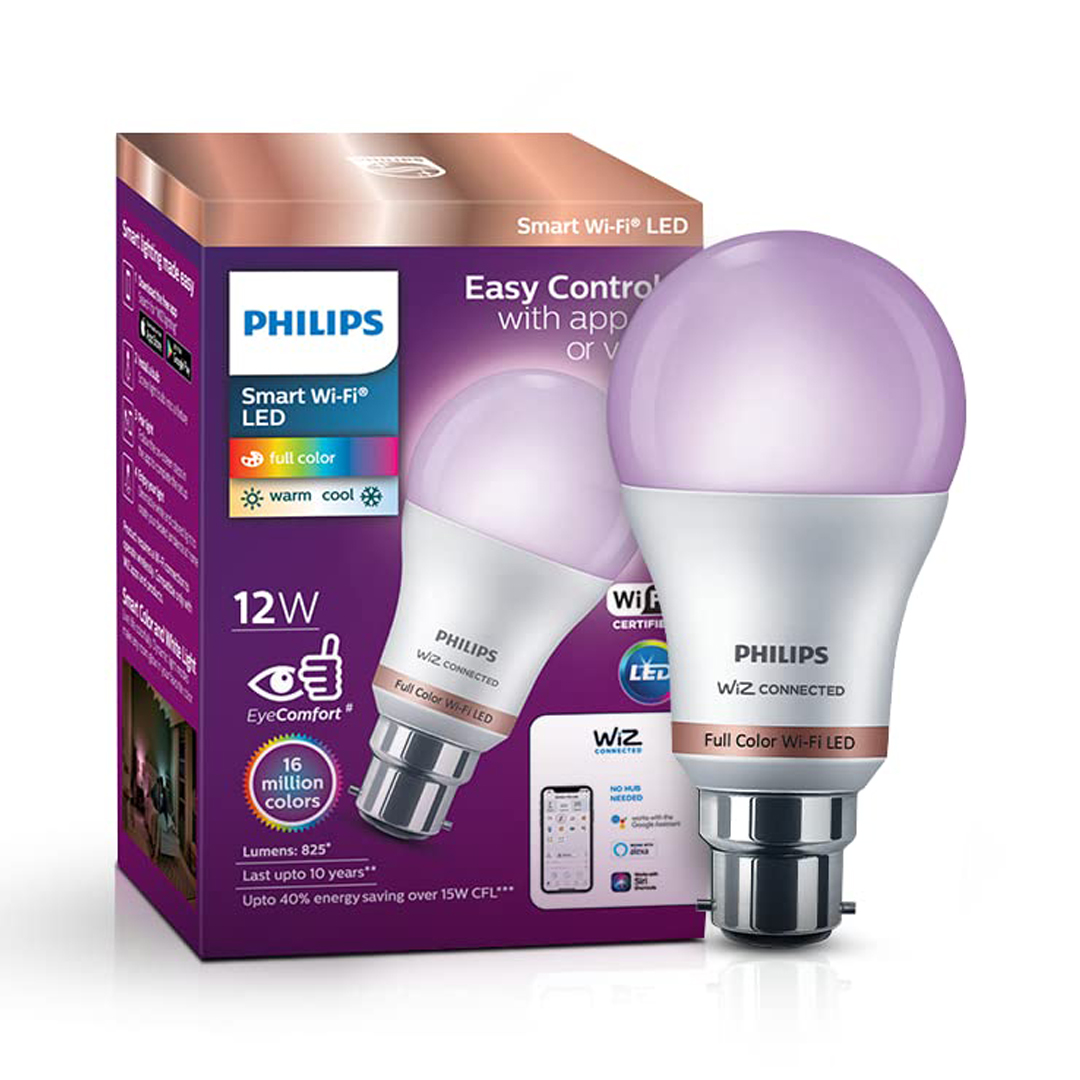 PHILIPS 12W Smart LED Bulb, Wiz Wi-Fi Enabled, Compatible with Amazon Alexa and Google Assistant. 