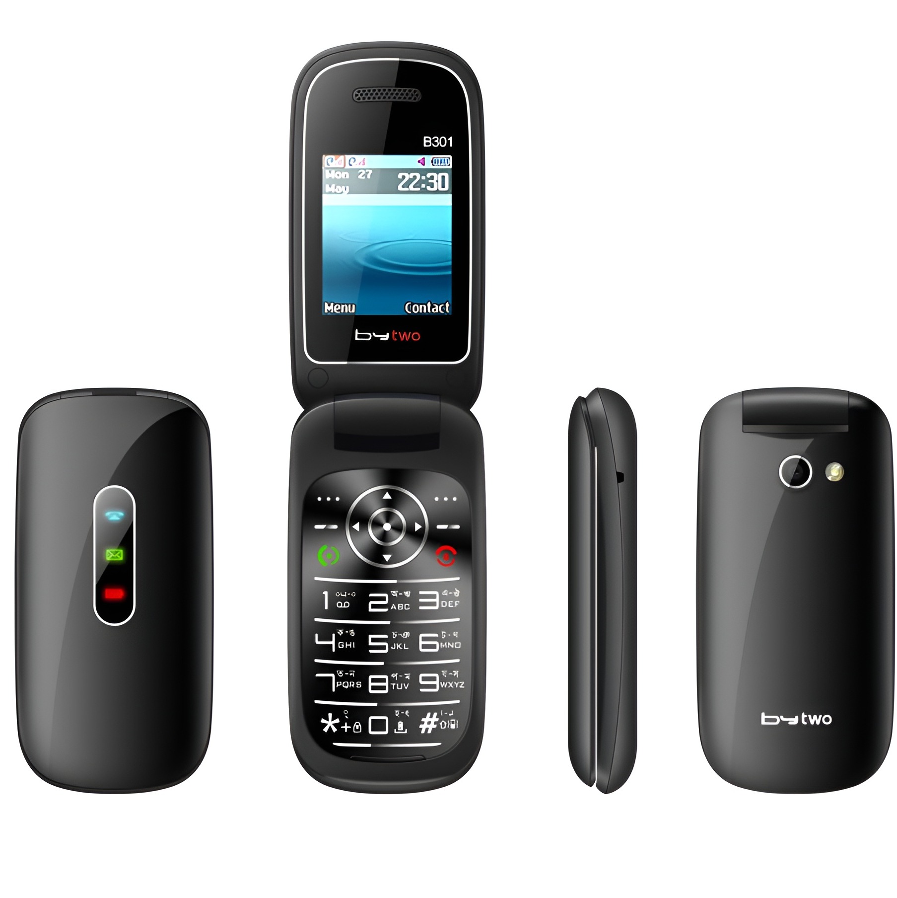 bytwo b301 folding feature phone with 30 days replacement guarantee 1 years warranty. 