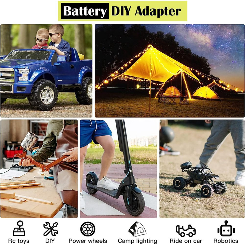2Pack Battery Adapters for 18V Battery Adapter Power Wheels Battery Conversion with Fuses&12AWG Wire Terminals. 