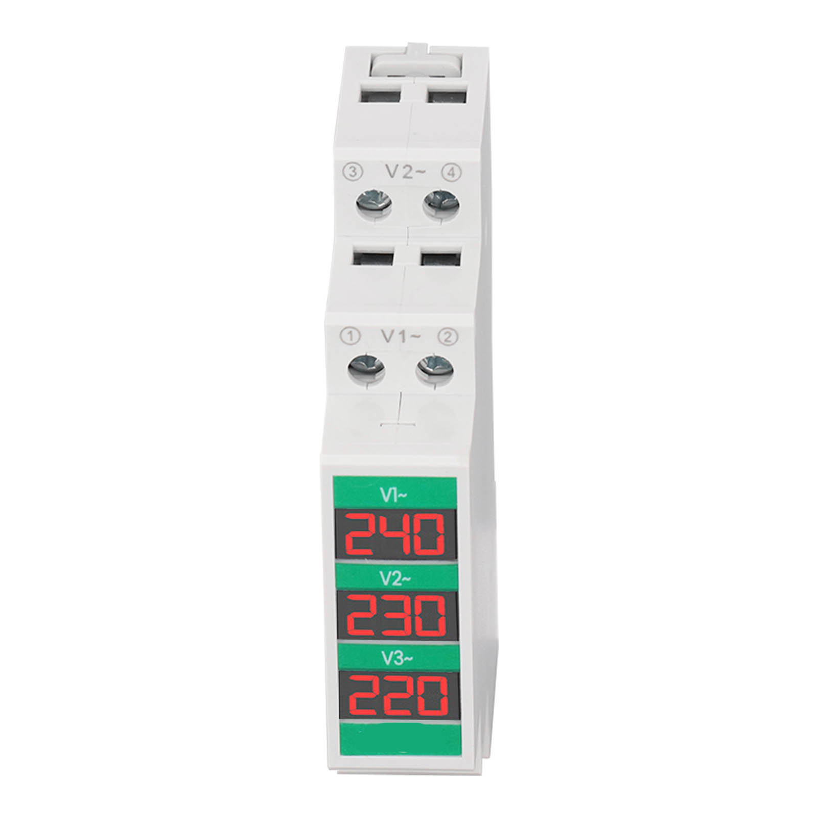 3 Phase AC Voltmeter Din Rail Mount LCD Digital Display Voltage Meter Electric Power Meter 60-450V 1pcs. 