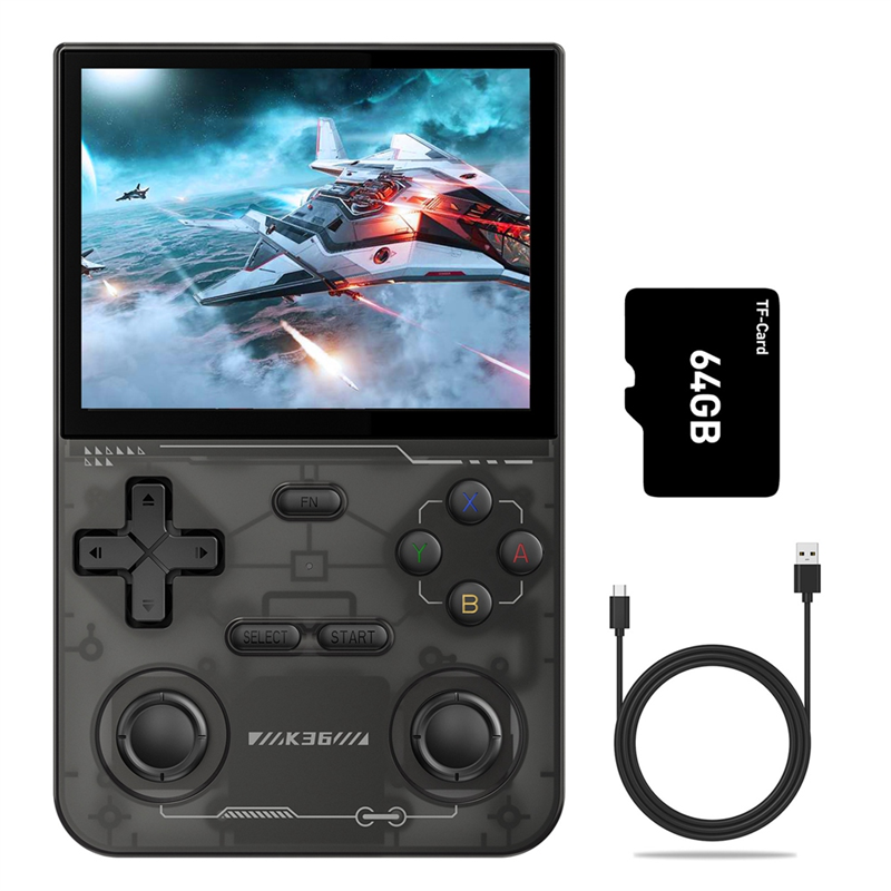K36 Handheld Retro Game Console 64G 16000+ Games 3.5 Inch 3500mAh Dual Joystick for PSP/MAME/N64 Video Game Player B